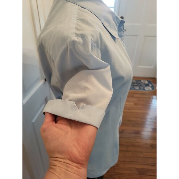 Blue Button Up Shirt Basic Editions XL Cuff Preppy Old Money Classic Coastal - Picture 5 of 6